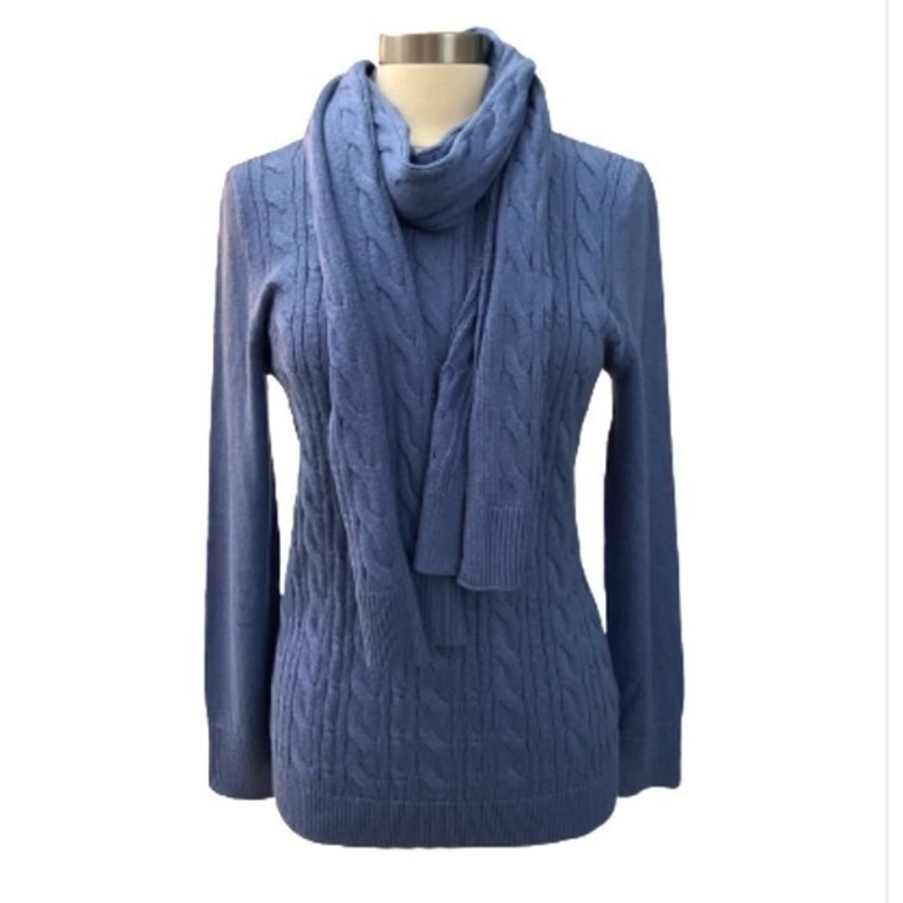 Talbots Soft Blue Knit Sweater with Scarf